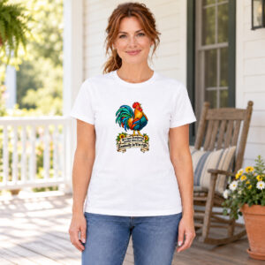 Eventually, He’ll Be Right – Funny Rooster T-Shirt
